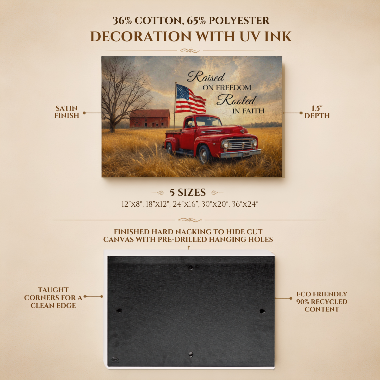 Personalized Rustic American Farm Canvas – Custom Family Name Patriotic Country Wall Art