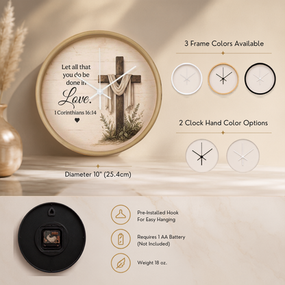 Religious wall clock with cross
