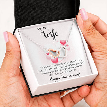Forever Love Interlocking Hearts Anniversary Necklace (Yellow & White Gold Variants)