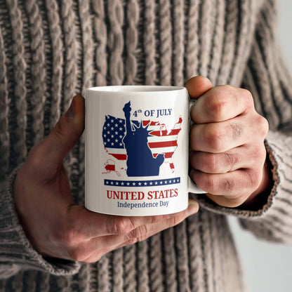 4th Of July United States Independence Day Patriotic White Ceramic Mug Multiple Variants