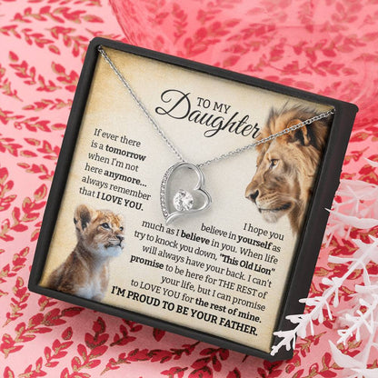 To My Daughter – Lion Father Forever Love Necklace, Proud Dad Gift, Inspirational Jewelry from Father to Daughter