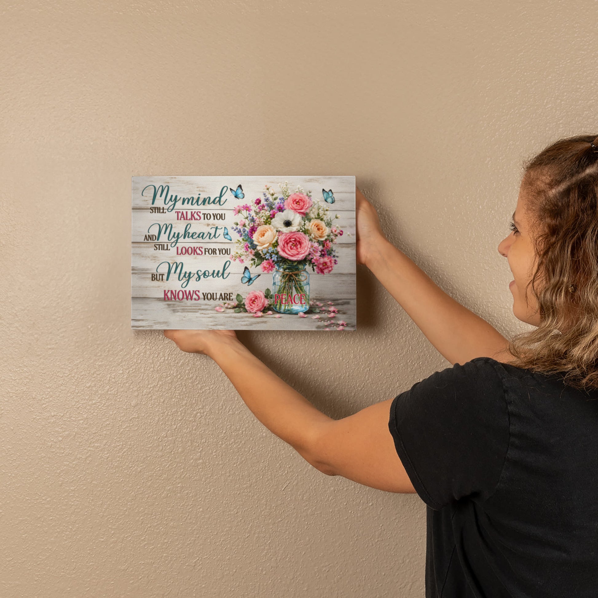 Pink and peach roses farmhouse remembrance home artwork
