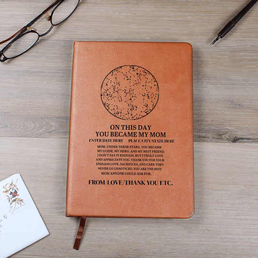 On This Day You Became My Mom, Leather Graphic Journal Gift