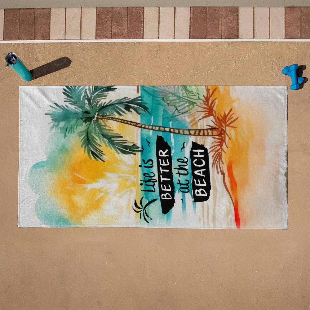 Beach Towel-Life Is Better On The Beach with Palm Tree - YERTIZZ.COM