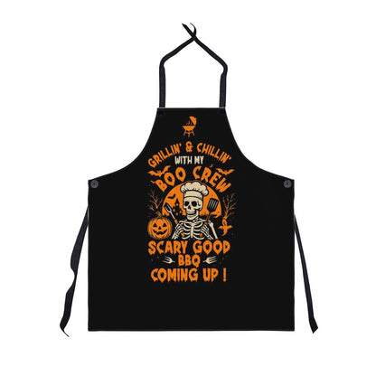 Halloween Aprons, Adjustable Halloween Kitchen Aprons, Funny Skeleton BBQ Apron, Halloween Cooking Apron for Women Men