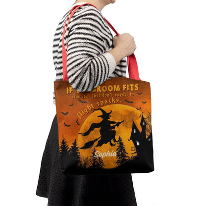 Custom Witch Tote Bag –  Halloween Tote with Full Moon & Flying Witch !