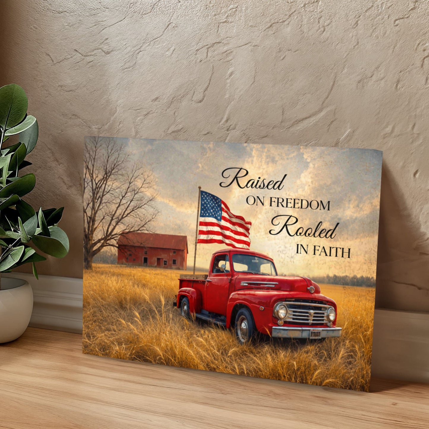 Personalized Rustic American Farm Canvas – Custom Family Name Patriotic Country Wall Art