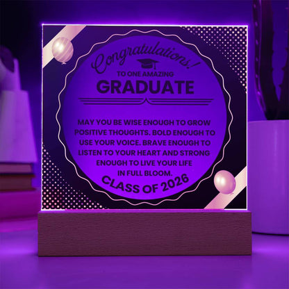 Graduation LED Acrylic Plaque – Congratulations Graduate Gift | Class of 2026 Light Up Keepsake
