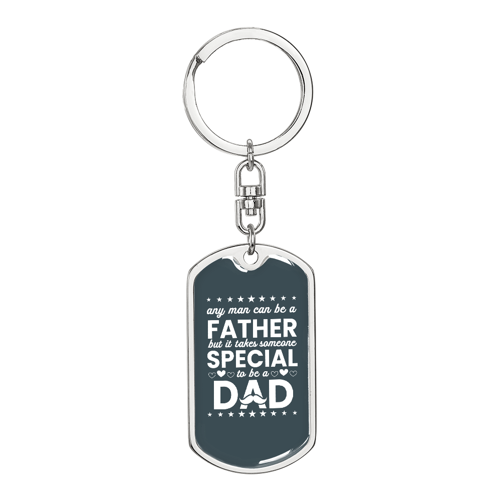 Masculine silver dad keychain with stars and hearts design