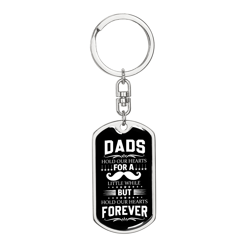 dads hold our hearts forever dog tag keychain mustache dad gift