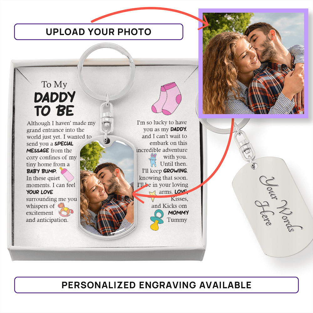 To My Daddy To Be Personalized Ultrasound Keychain | Custom Sonogram Picture Gift For Expecting Dad