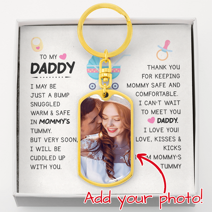 daddy to be keychain thank you for keeping mommy safe and comfortable