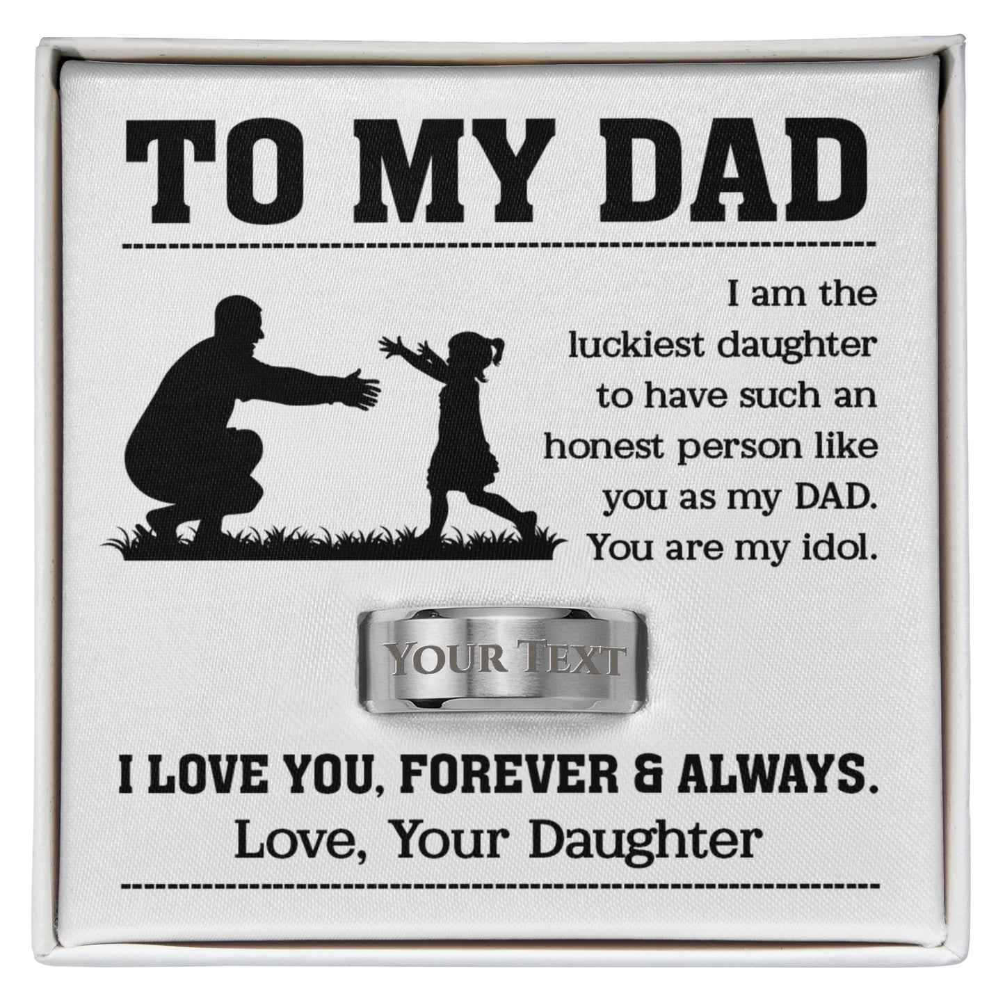 emotional father daughter jewelry box silhouette with custom text