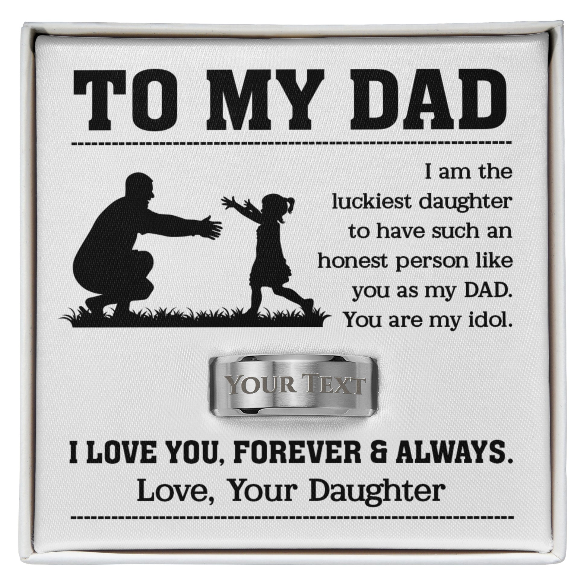 emotional father daughter jewelry box silhouette with custom text