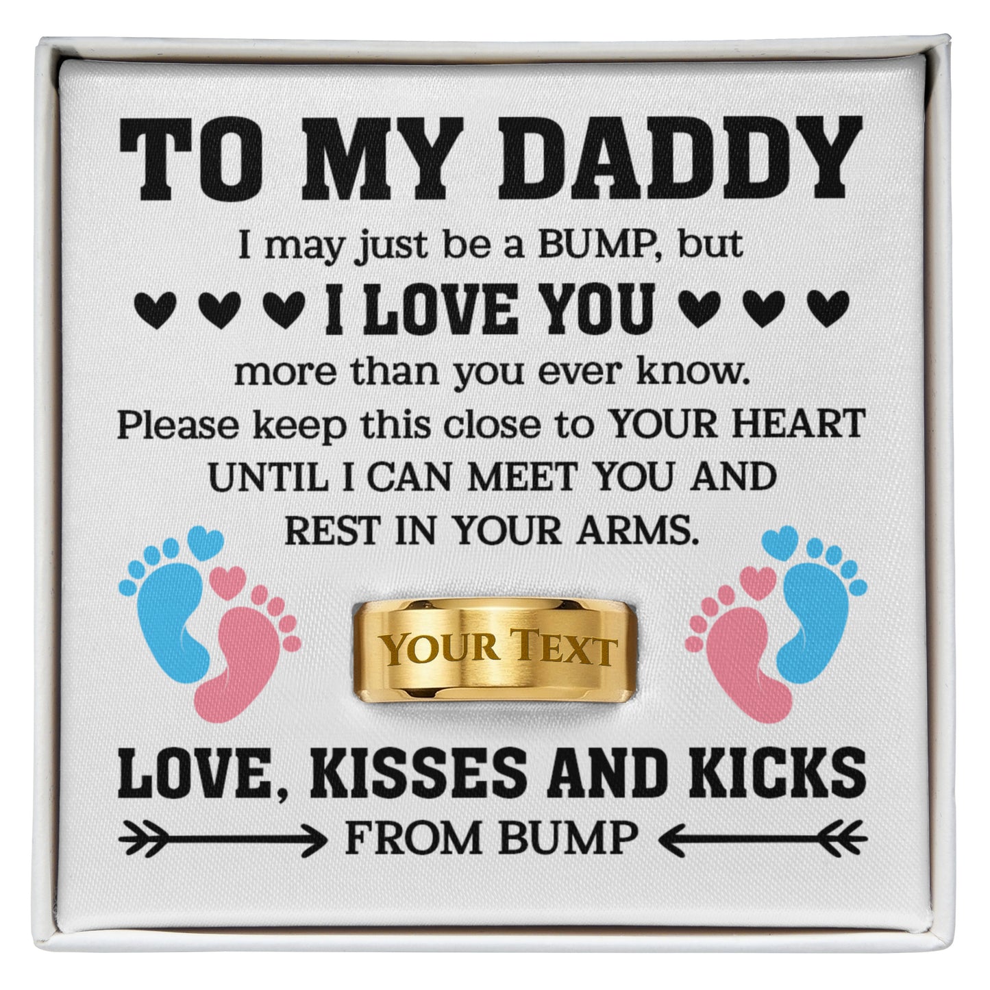 personalized daddy to be gift with baby footprints and custom text