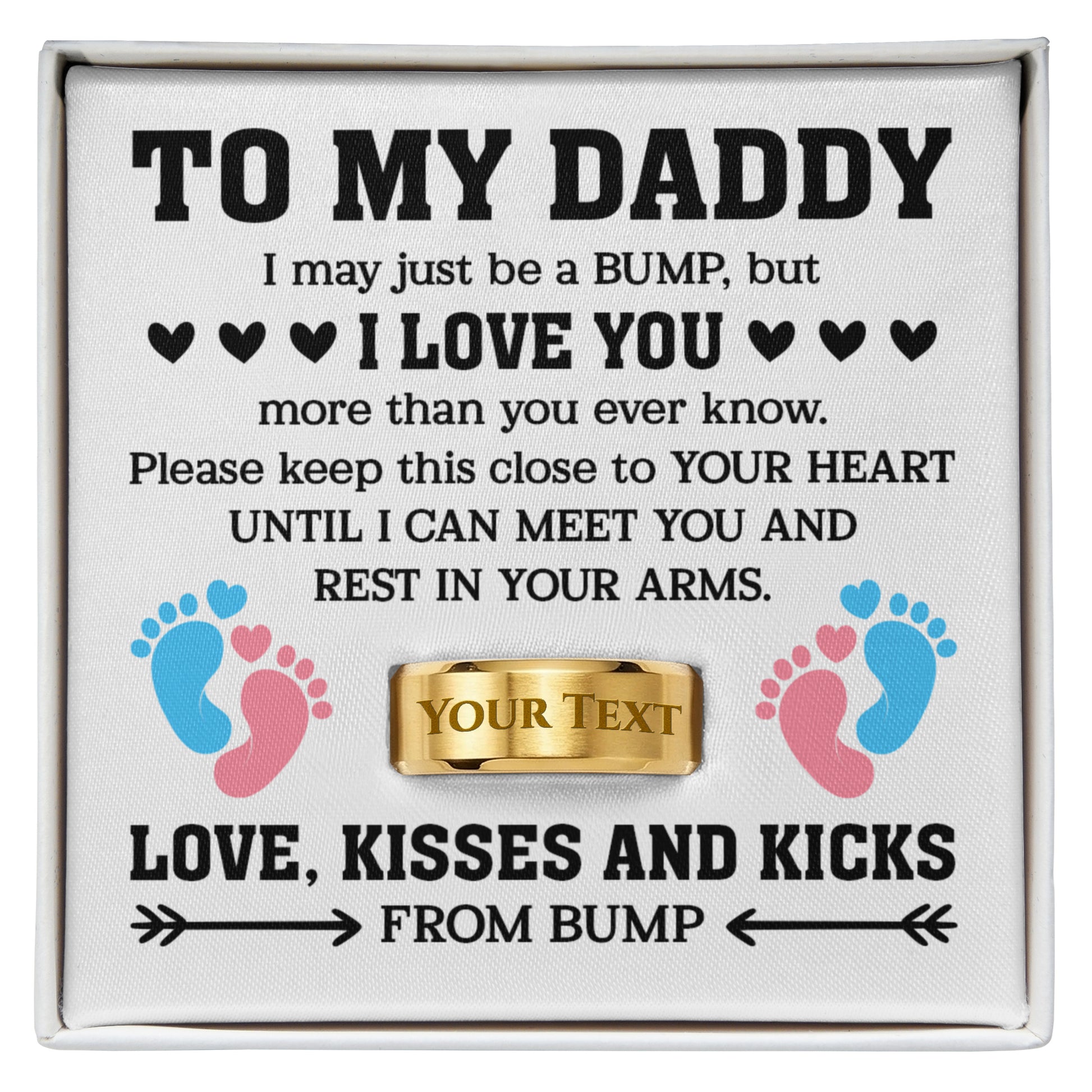personalized daddy to be gift with baby footprints and custom text