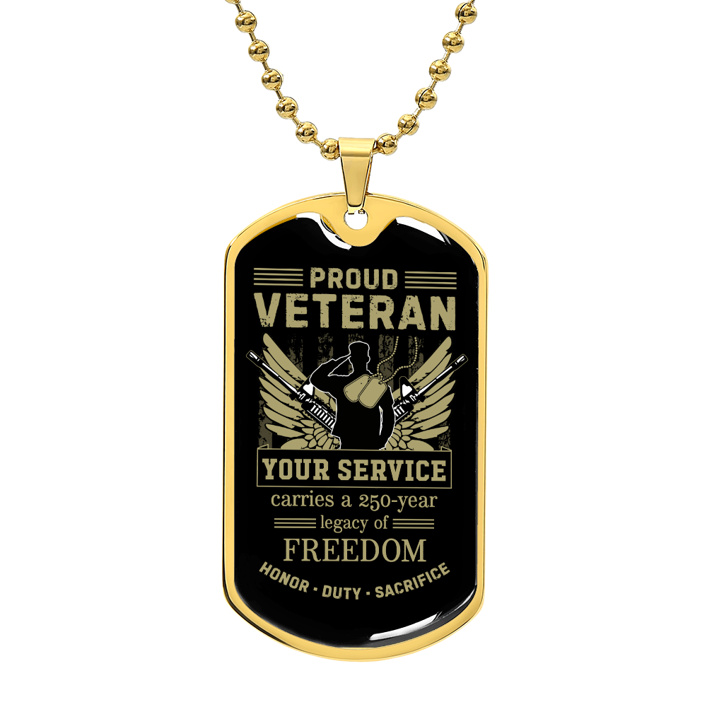 Proud Veteran Dog Tag Necklace – Your Service Earned Freedom | Military Gift with Custom Engraving