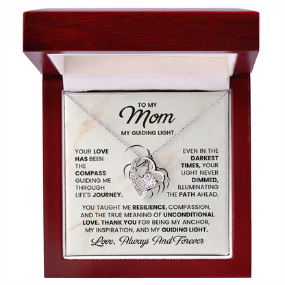 To My Mom Necklace – My Guiding Light Heart Pendant Gift | Emotional Love Always & Forever Jewelry