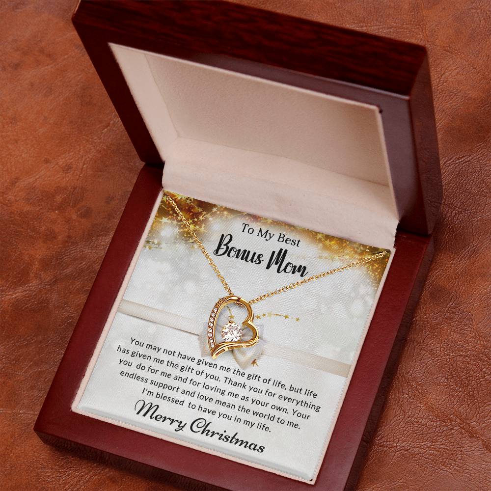 To My Best Bonus Mom - Christmas Gift - Forever Love Necklace