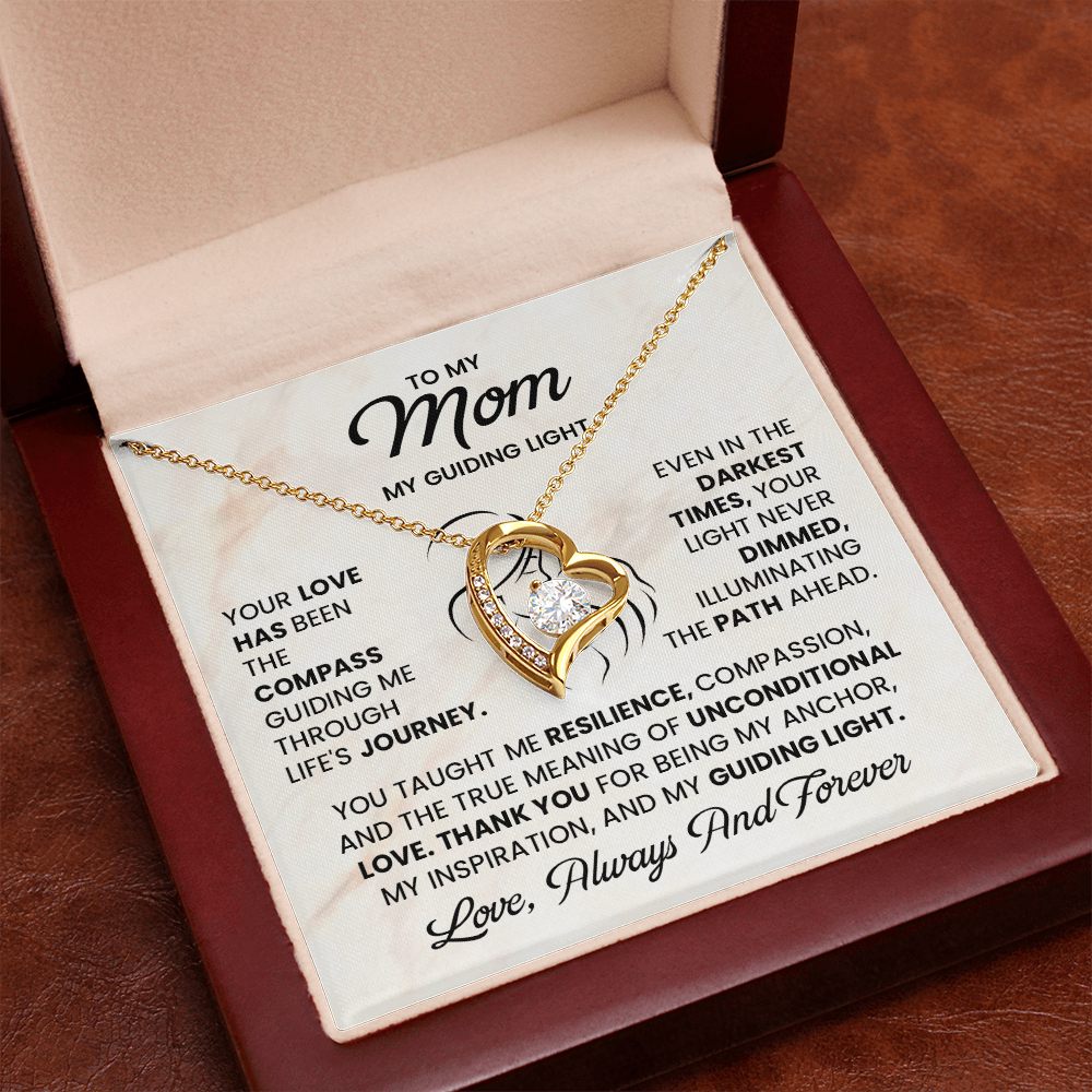 To My Mom Necklace – My Guiding Light Heart Pendant Gift | Emotional Love Always & Forever Jewelry