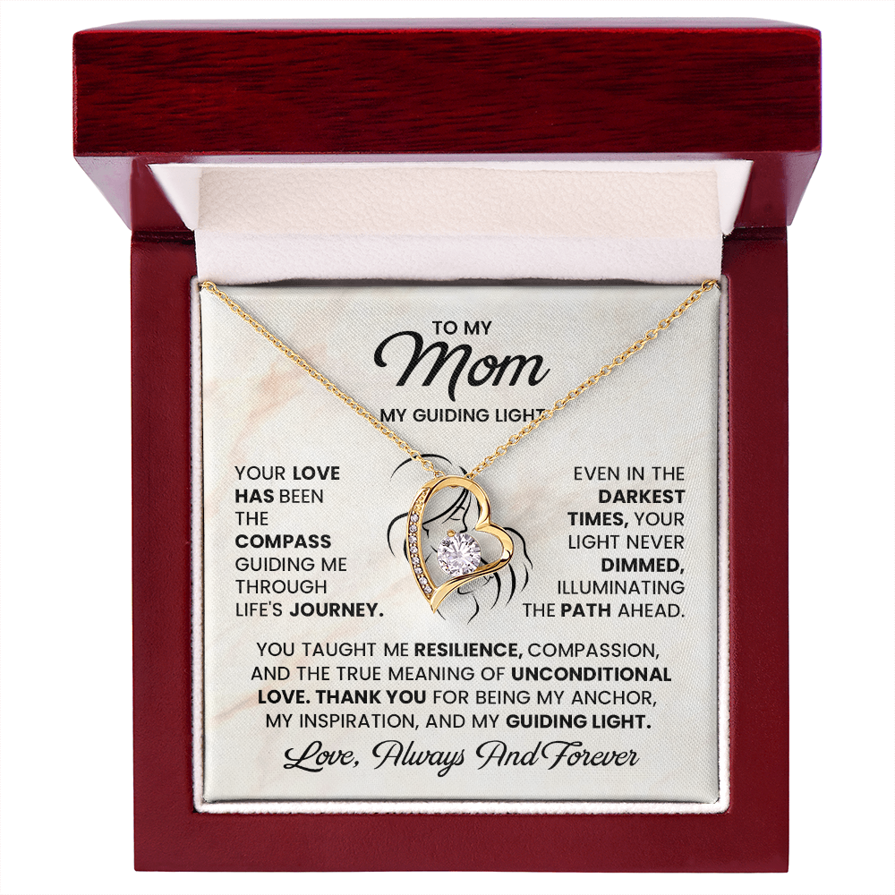 To My Mom Necklace – My Guiding Light Heart Pendant Gift | Emotional Love Always & Forever Jewelry