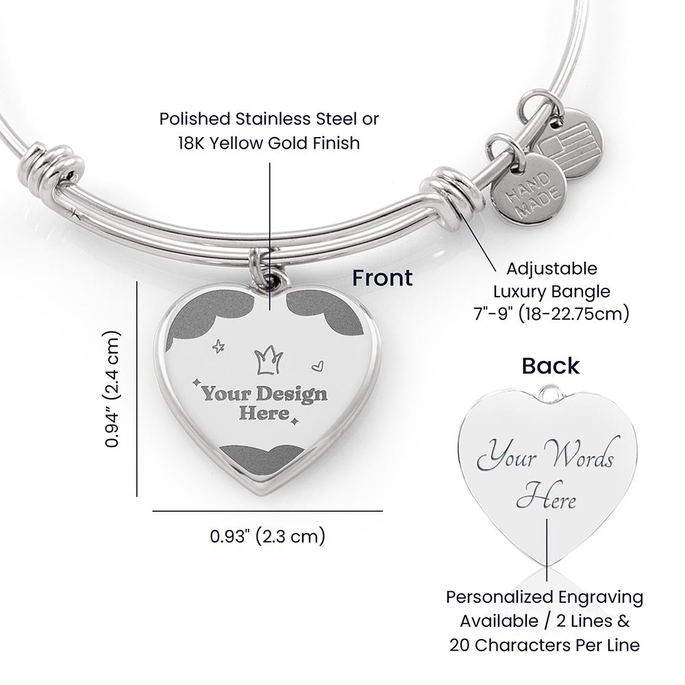 To Donnie ~ Non-Message Card Luxury Heart Bangle with Engraving