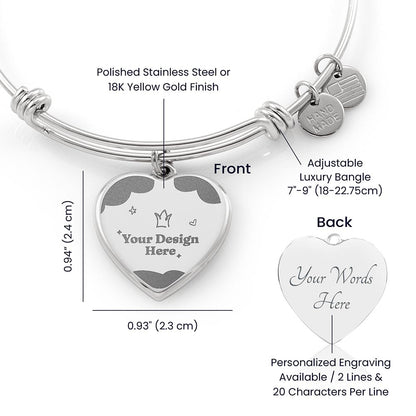 To Donnie ~ Non-Message Card Luxury Heart Bangle with Engraving