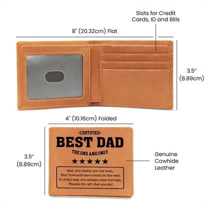 Certified Best Dad Leather Wallet – "You Really Are The Best" Personalized Gift for Dad from Kids with Heartfelt Message
