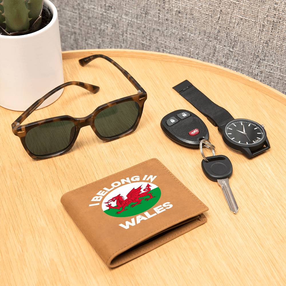 Graphic Leather Wallet, I Belong In Wales, Welsh Gifts - YERTIZZ.COM