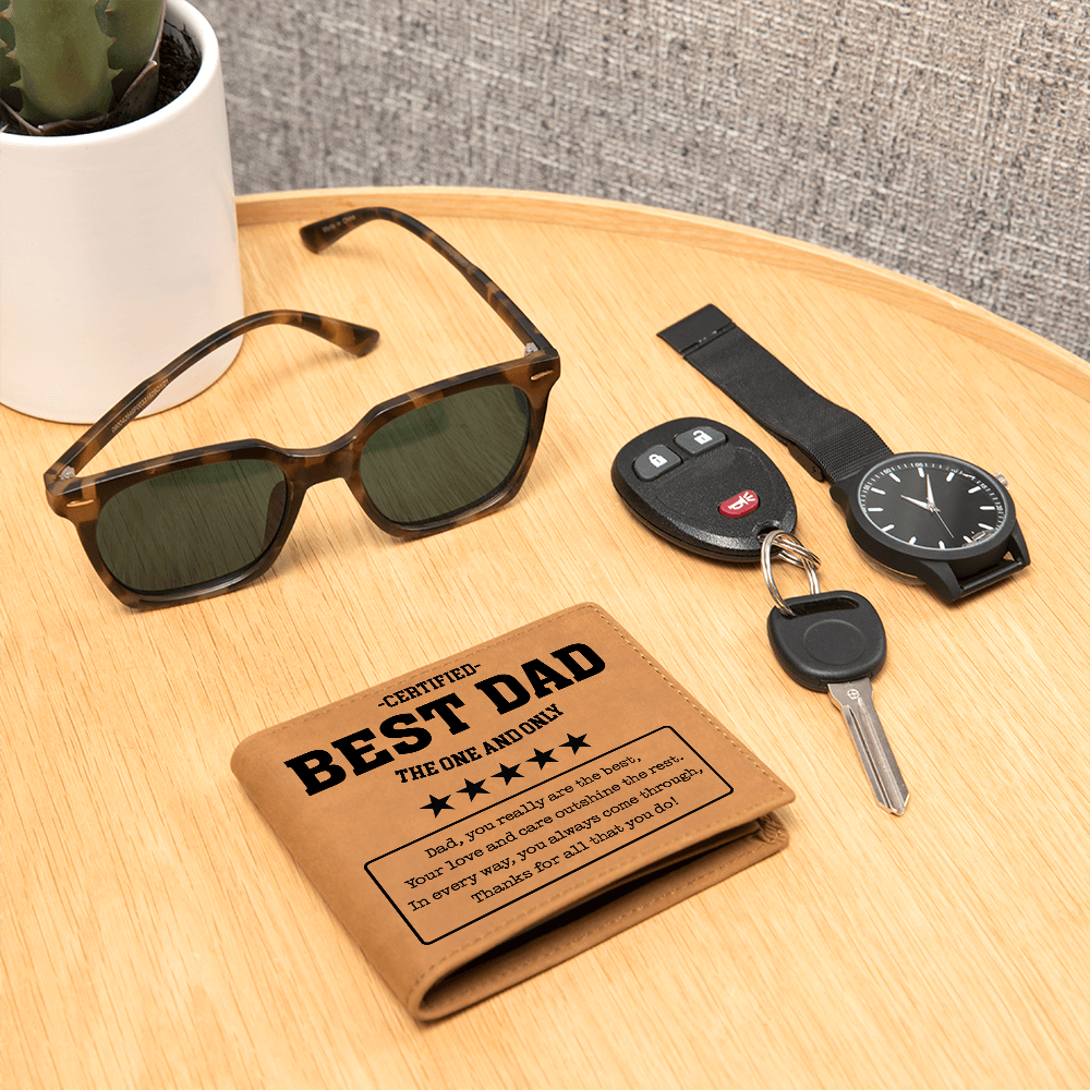 Emotional best dad wallet showing interior poem text