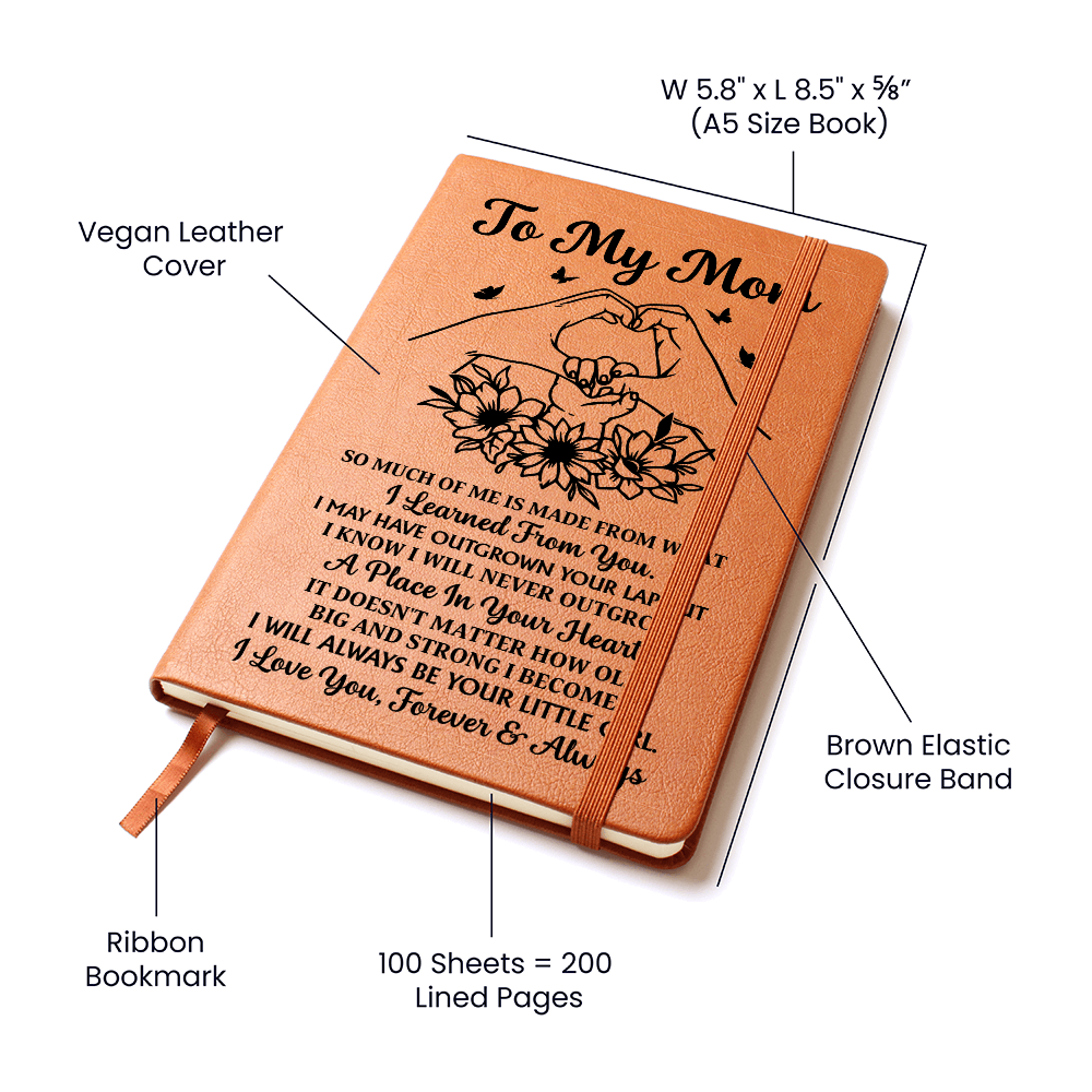 To My Mom Leather Journal from Daughter – Personalized Gift for Mom, Mother’s Day Gift, Birthday Gift for Mom, Emotional Keepsake Notebook