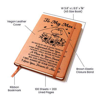 To My Mom Leather Journal from Daughter – Personalized Gift for Mom, Mother’s Day Gift, Birthday Gift for Mom, Emotional Keepsake Notebook