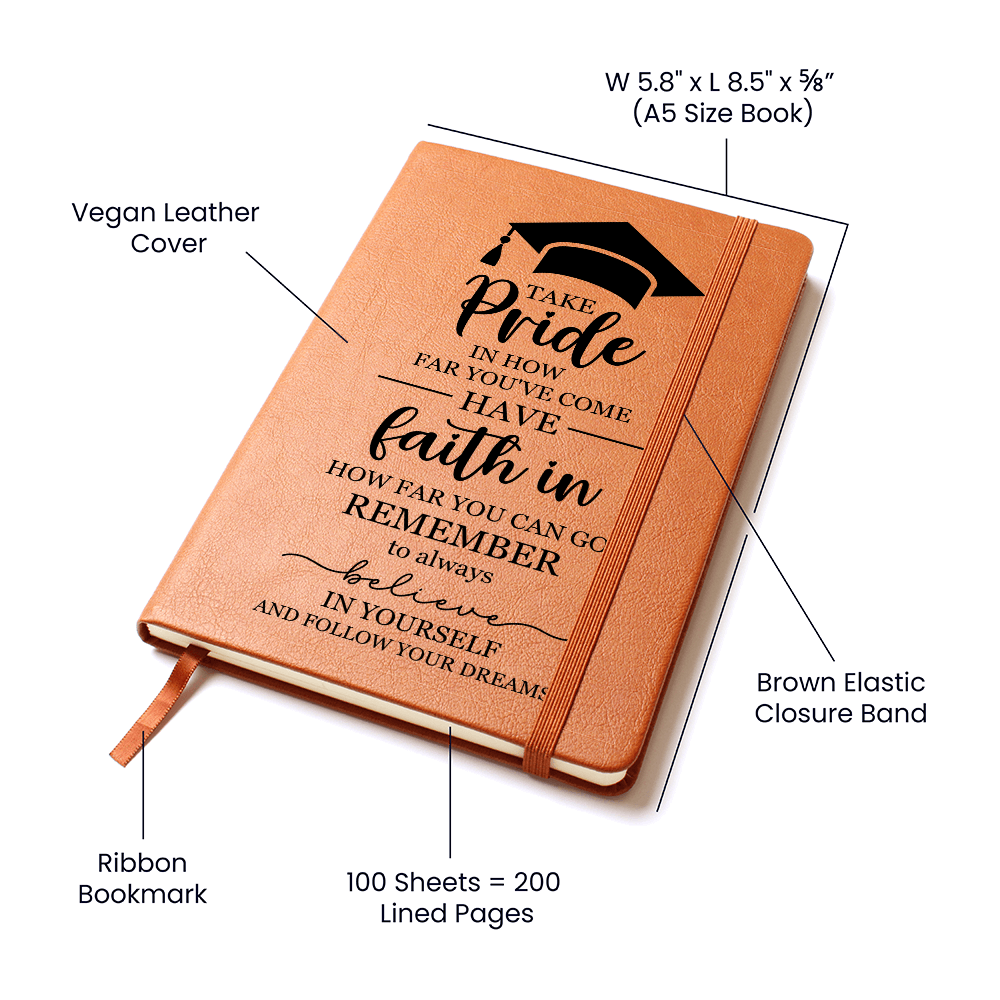 Graduation Leather Journal Gift – Inspirational Notebook for Graduate | Class of 2026 Keepsake Gift