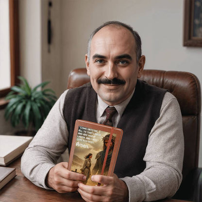 Bible Verse, John 3-16, Jesus and Cross-Vegan Leather Graphic Journal