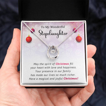 To My Wonderful Stepdaughter - Joyful - Christmas Gift - Lucky In Love Necklace