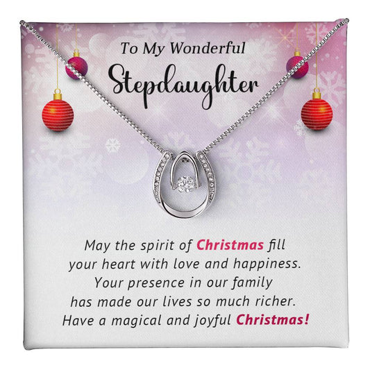 To My Wonderful Stepdaughter - Joyful - Christmas Gift - Lucky In Love Necklace