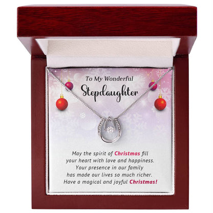 To My Wonderful Stepdaughter - Joyful - Christmas Gift - Lucky In Love Necklace