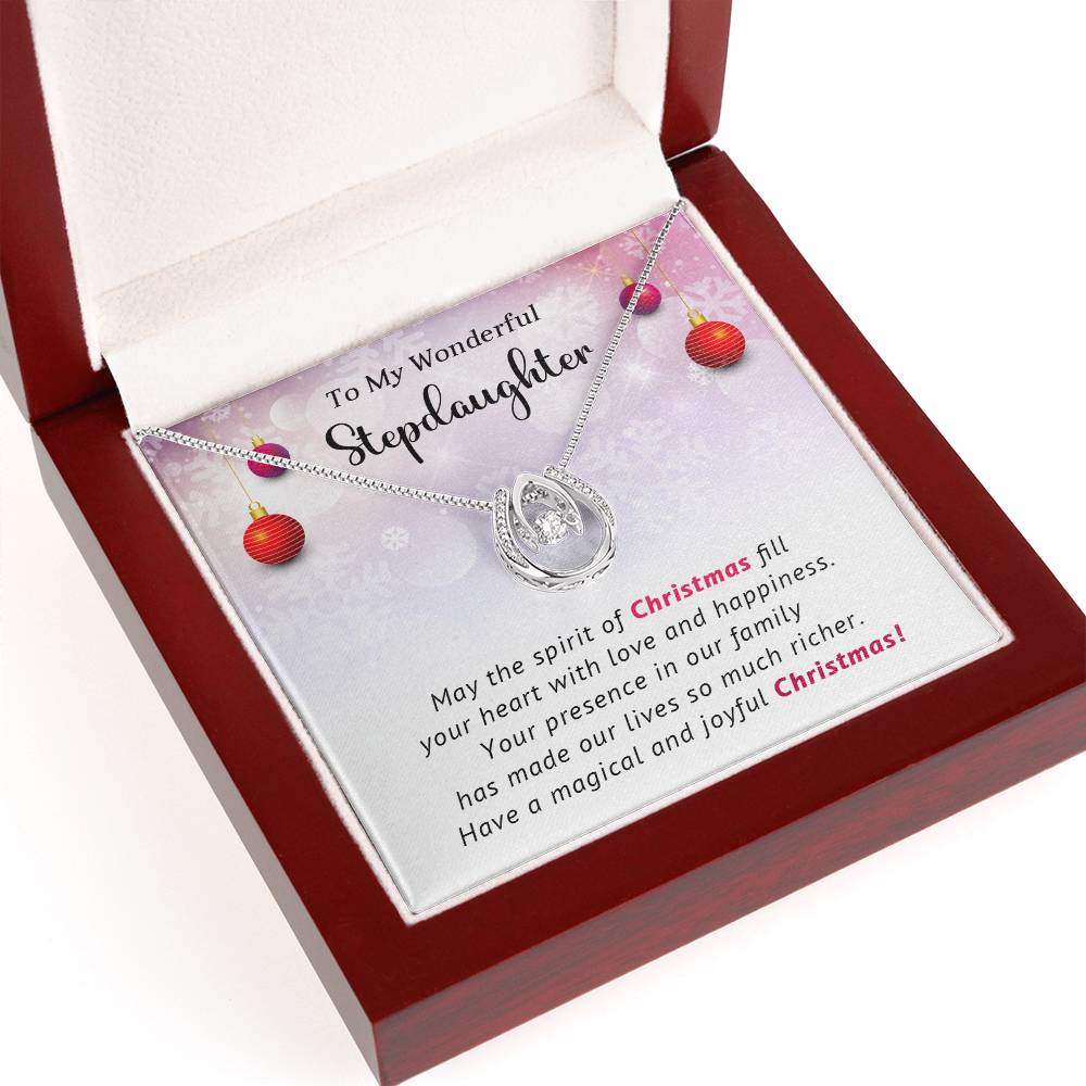 To My Wonderful Stepdaughter - Joyful - Christmas Gift - Lucky In Love Necklace