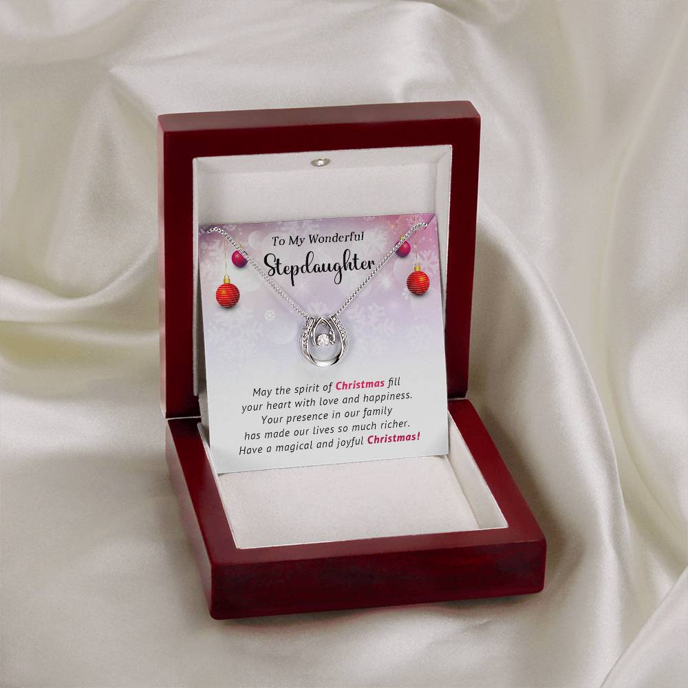 To My Wonderful Stepdaughter - Joyful - Christmas Gift - Lucky In Love Necklace