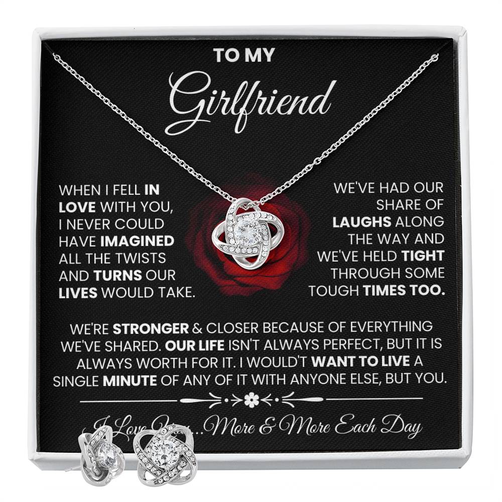 Love Knot Necklace Earring Set, To My Girlfriend, I Love You, Valentine's Day - YERTIZZ.COM