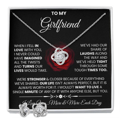 Love Knot Necklace Earring Set, To My Girlfriend, I Love You, Valentine's Day - YERTIZZ.COM