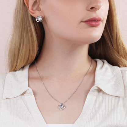 Love Knot Necklace Earring Set, To My Beautiful Soulmate, Valentine's Day - YERTIZZ.COM