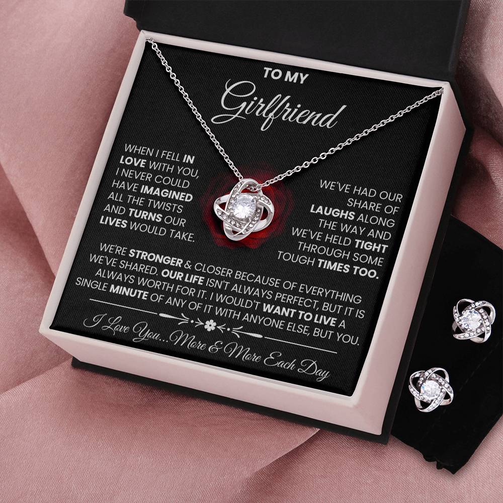 Love Knot Necklace Earring Set, To My Girlfriend, I Love You, Valentine's Day - YERTIZZ.COM