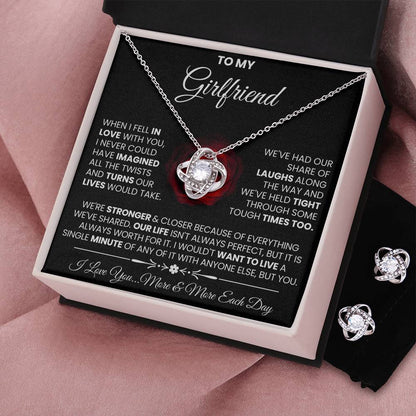 Love Knot Necklace Earring Set, To My Girlfriend, I Love You, Valentine's Day - YERTIZZ.COM