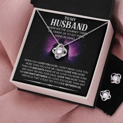 Love Knot Necklace Earring Set, To My Husband, Valentine's Day - YERTIZZ.COM