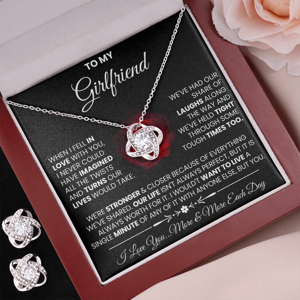 Love Knot Necklace Earring Set, To My Girlfriend, I Love You, Valentine's Day - YERTIZZ.COM