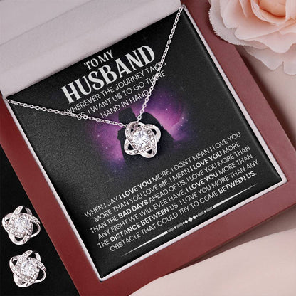 Love Knot Necklace Earring Set, To My Husband, Valentine's Day - YERTIZZ.COM