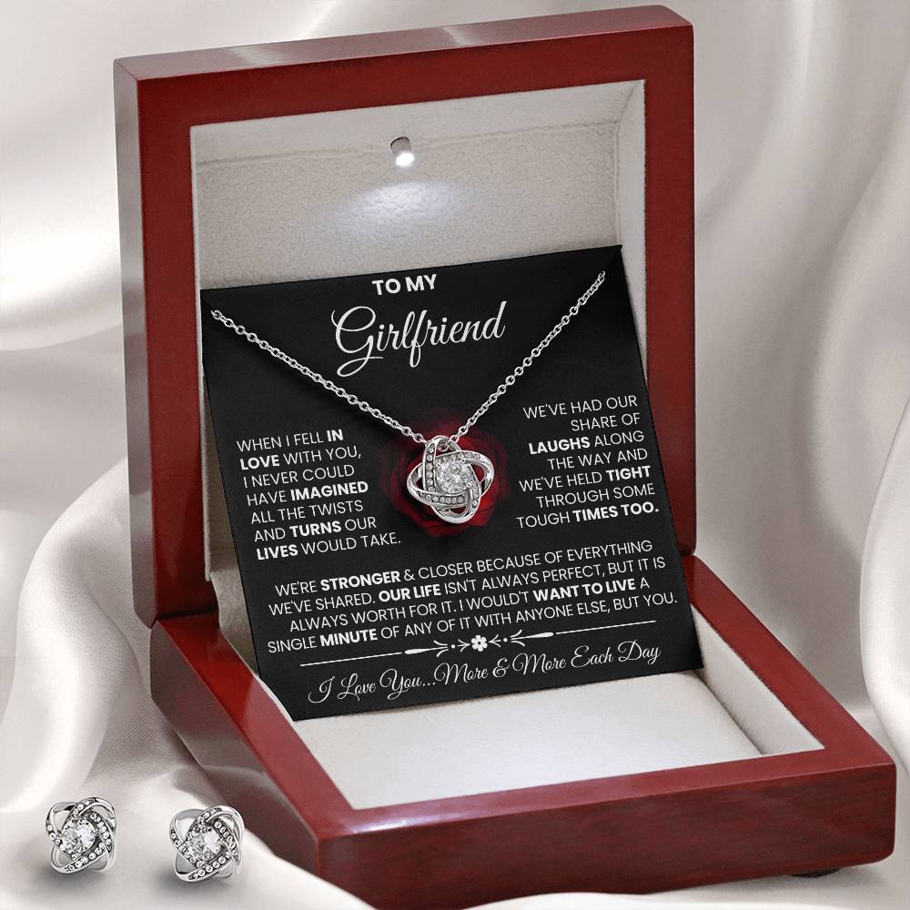 Love Knot Necklace Earring Set, To My Girlfriend, I Love You, Valentine's Day - YERTIZZ.COM