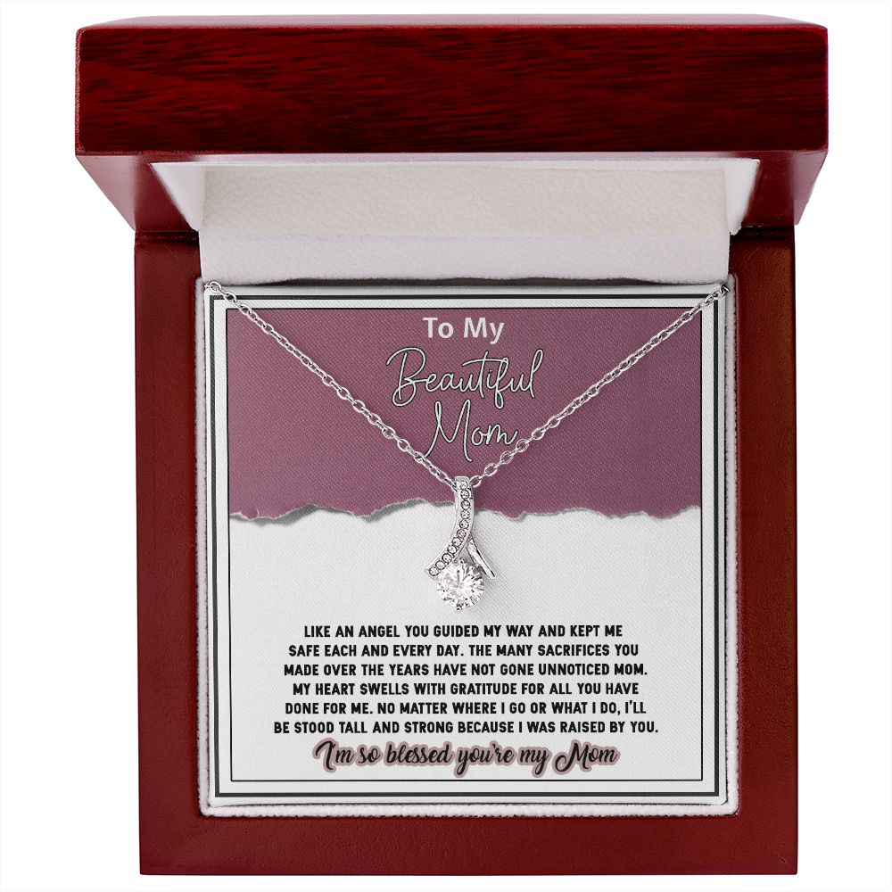 To My Beautiful Mom, Blessed You're My Mom, Alluring Beauty Necklace - YERTIZZ.COM