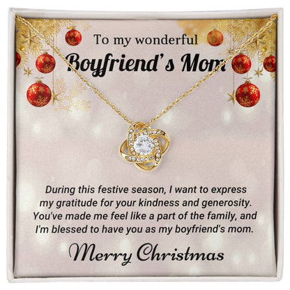 To My Wonderful Boyfriend's Mom - Part of the Family - Christmas Gift - Love Knot Necklace